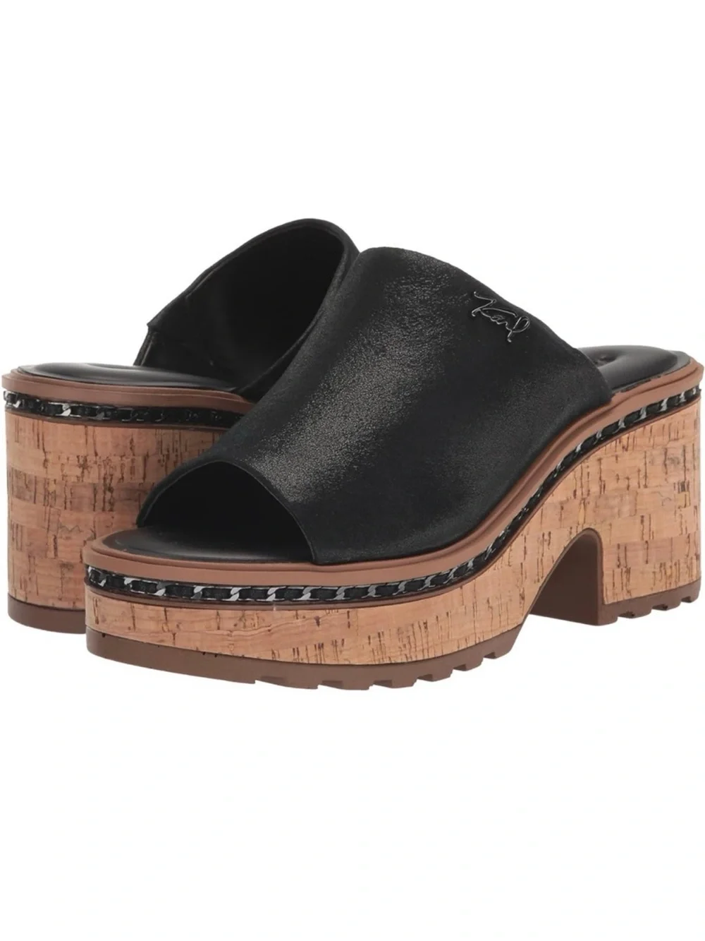 Karl Lagerfeld Paris Clarina Leather Comfort Wedge Sandal.